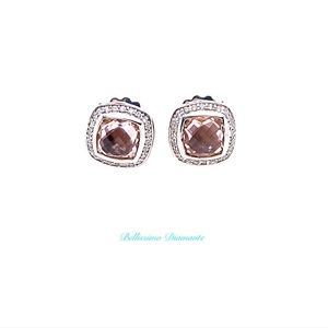 David Yurman 7mm Sterling Silver Morganite Albion Stud Earrings